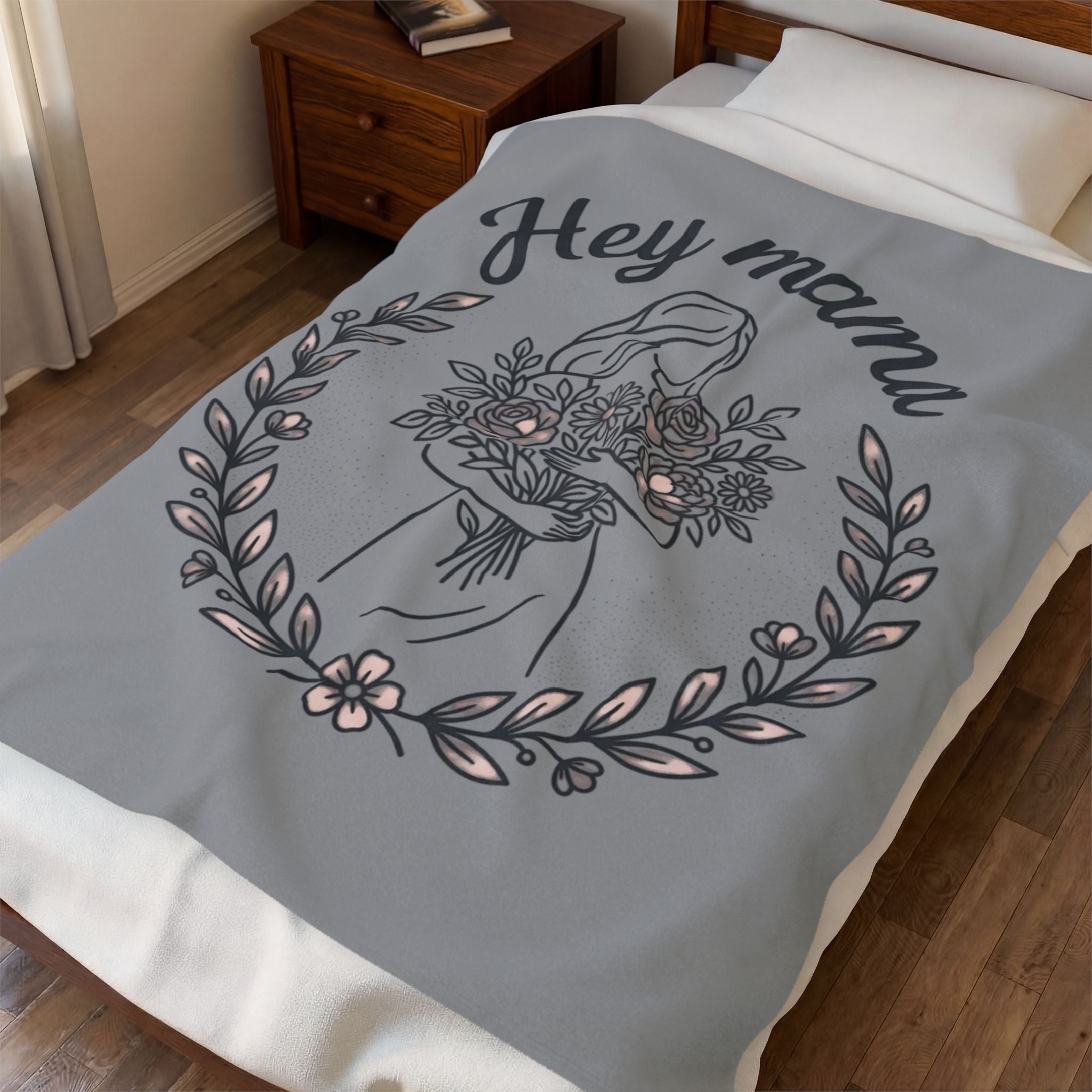 Hey Mama Velveteen Plush Mother's Day Throw